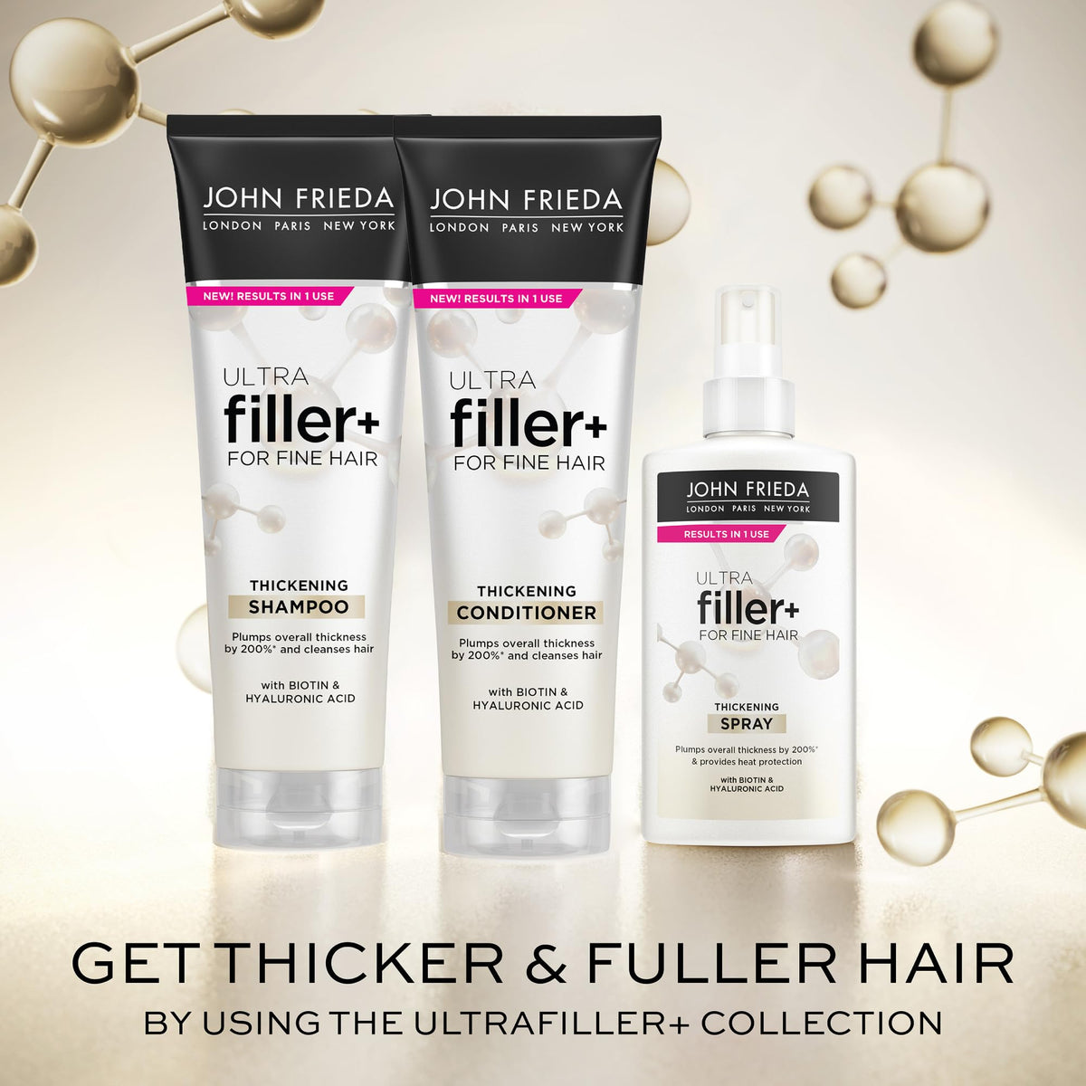 Model styling hair with John Frieda for instant volumizing effect