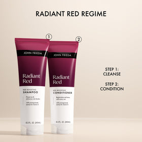 John Frieda radiant red pomegranate extract visual highlighting antioxidant-rich ingredient benefit