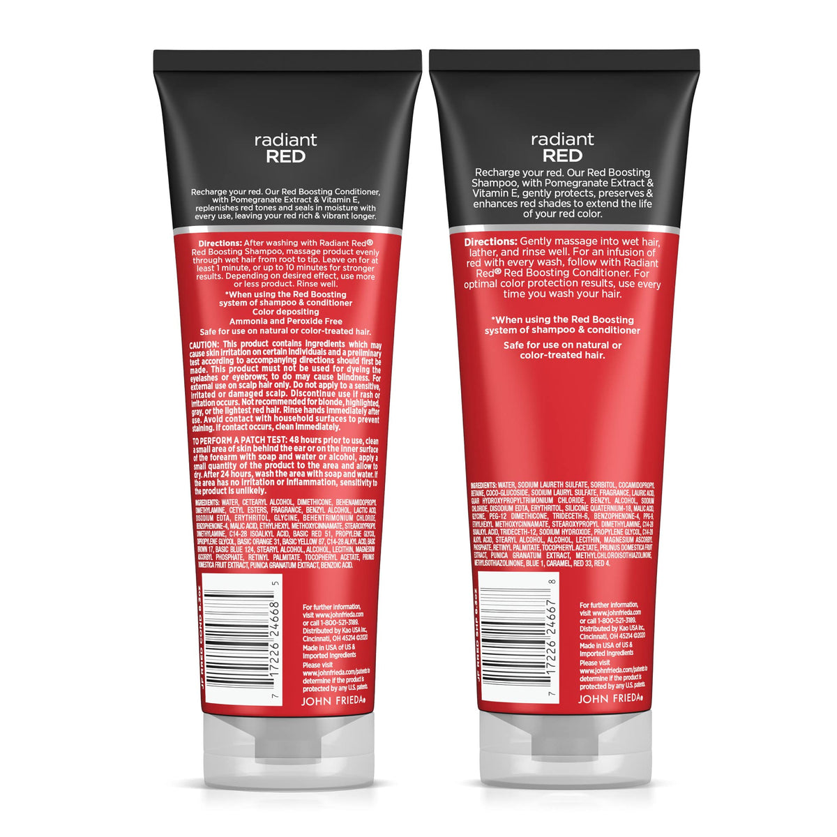 John Frieda duo staged on bathroom shelf suggesting daily use