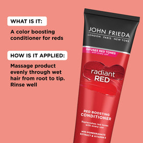 John Frieda 8.3 oz bottle held in hand demonstrating compact size