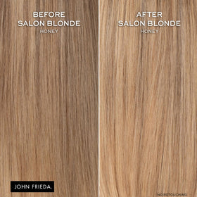 John Frieda bottle next to hand indicating convenient 4 fl oz size