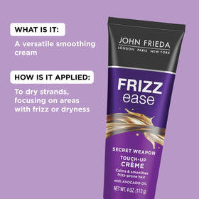 John Frieda held next to hand to show 4 oz scale for travel and storage practicality