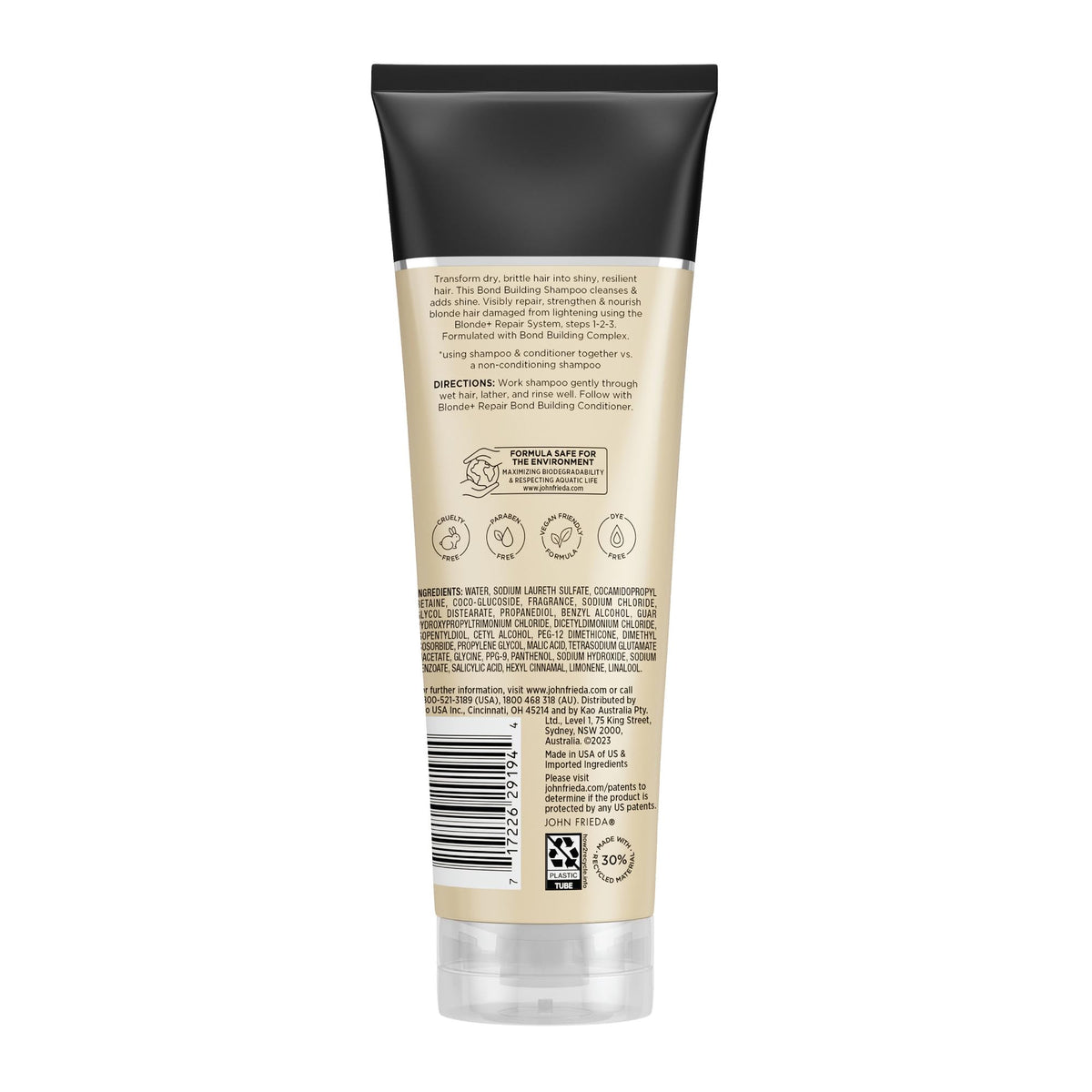 John Frieda shampoo in bathroom lifestyle showing salon-quality results