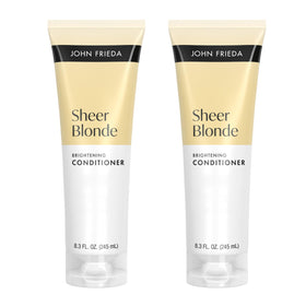 John Frieda front packaging showing brightening conditioner for visible shine