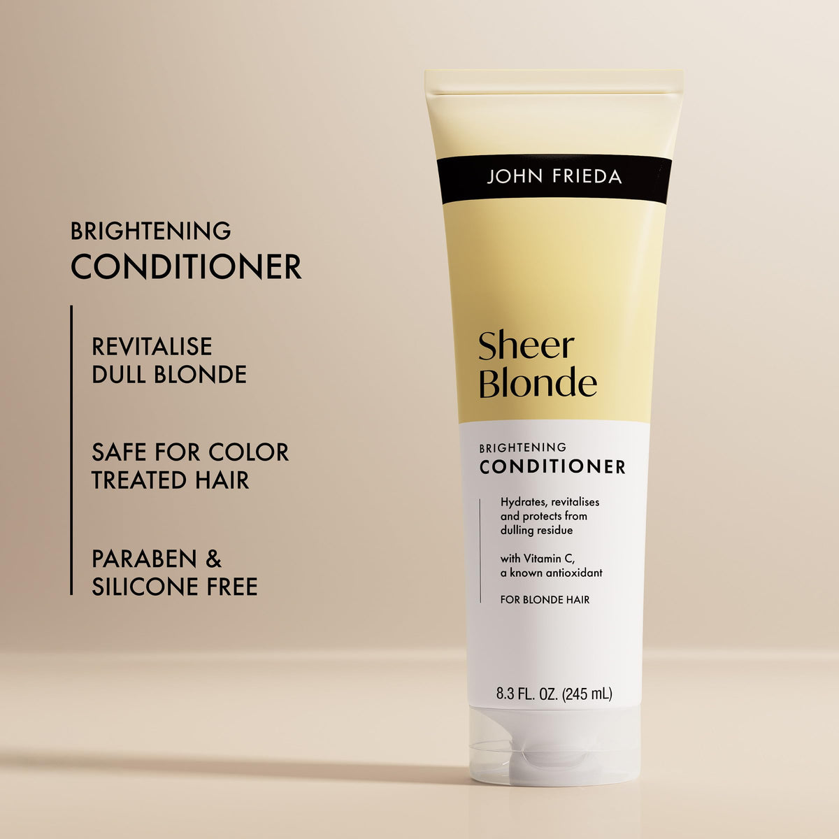 John Frieda creamy conditioner texture close-up showing hydrating consistency