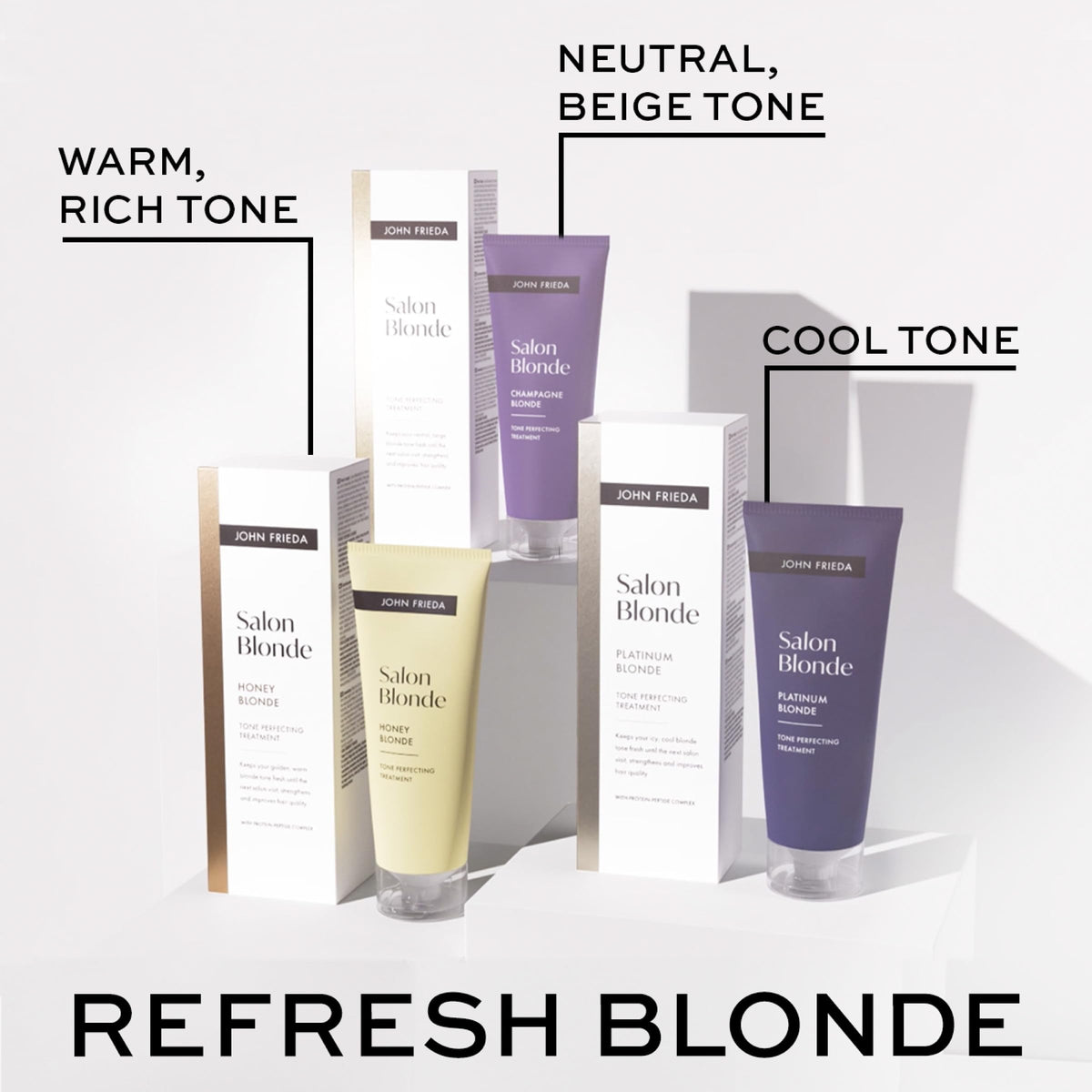 john frieda finished hair close-up displays glossy shine and smoother cuticle