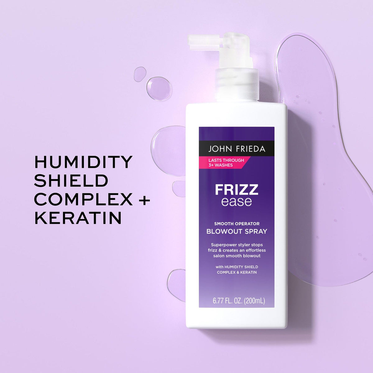 John Frieda bottle on bathroom shelf showing routine-ready convenience benefit
