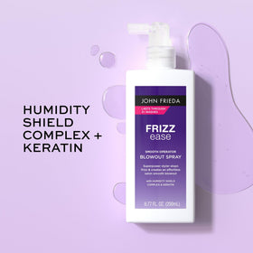 John Frieda bottle on bathroom shelf showing routine-ready convenience benefit