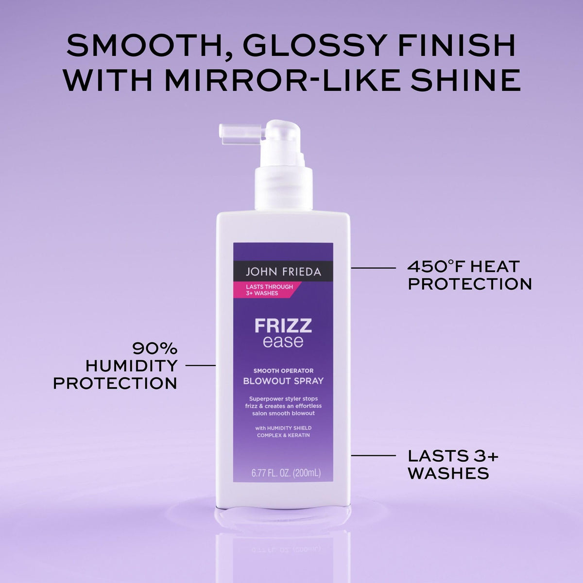 John Frieda spray nozzle close-up demonstrating easy application benefit
