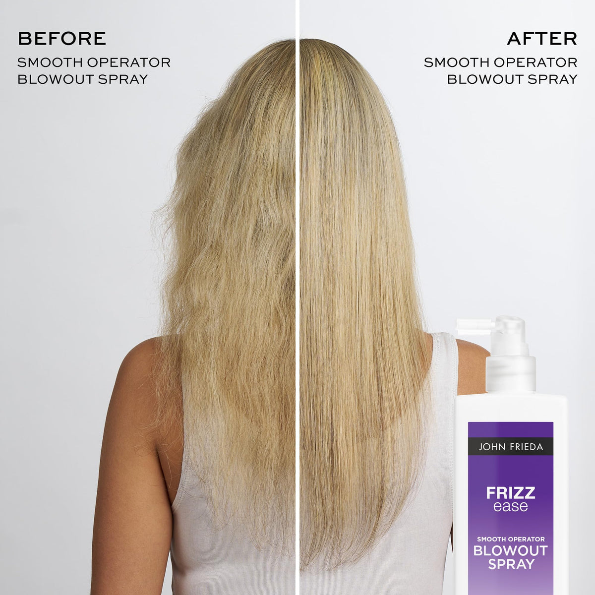 John Frieda mist on hair texture showing lightweight smoothing benefit