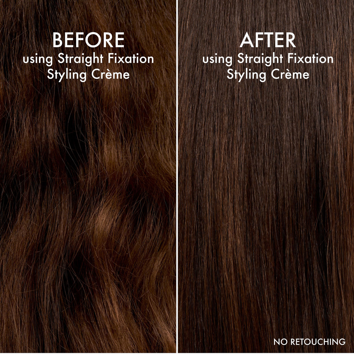 John Frieda split view before and after straightening hair