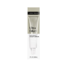 John Frieda bottle front view showing ULTRAfiller+ serum benefit for fuller hair