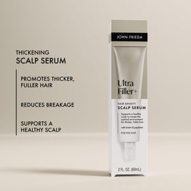 John Frieda ingredient trio graphic with biotin peptides caffeine for root health
