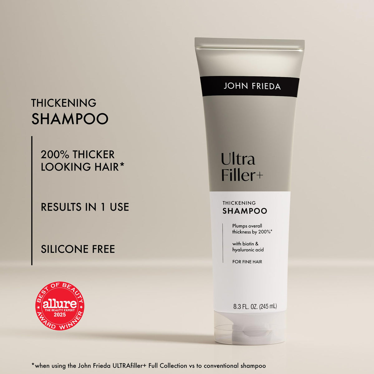 John Frieda ULTRAfiller+ biotin and hyaluronic acid ingredients visual