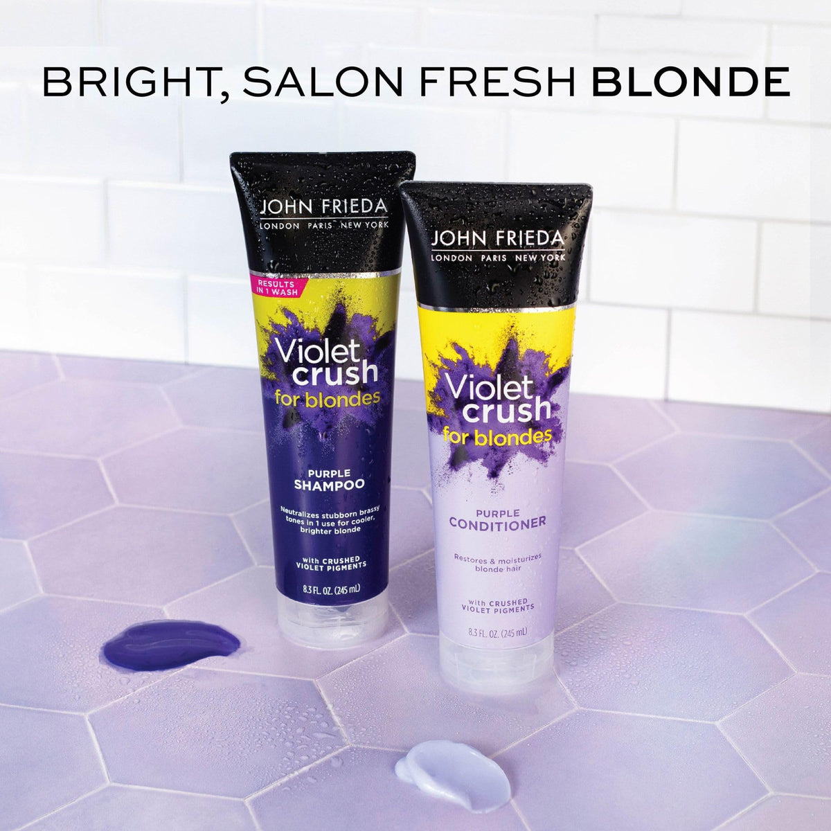 John Frieda Violet Crush with matching conditioner showing recommended pairing