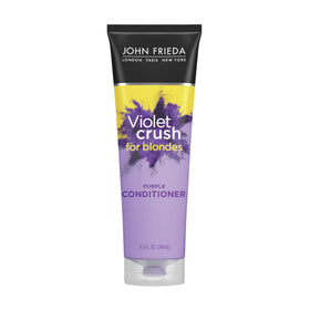 John Frieda front packaging showing purple conditioner for brightening blonde