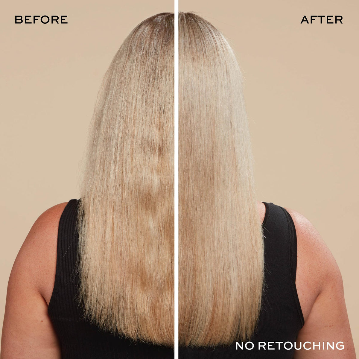 John Frieda applied in shower on blonde hair demonstrating spot toning