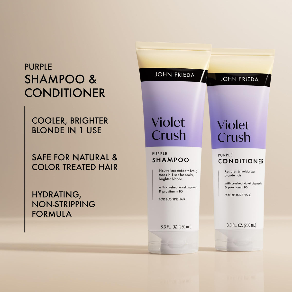 John Frieda duo in-shower use demonstrating gentle toning and convenient routine