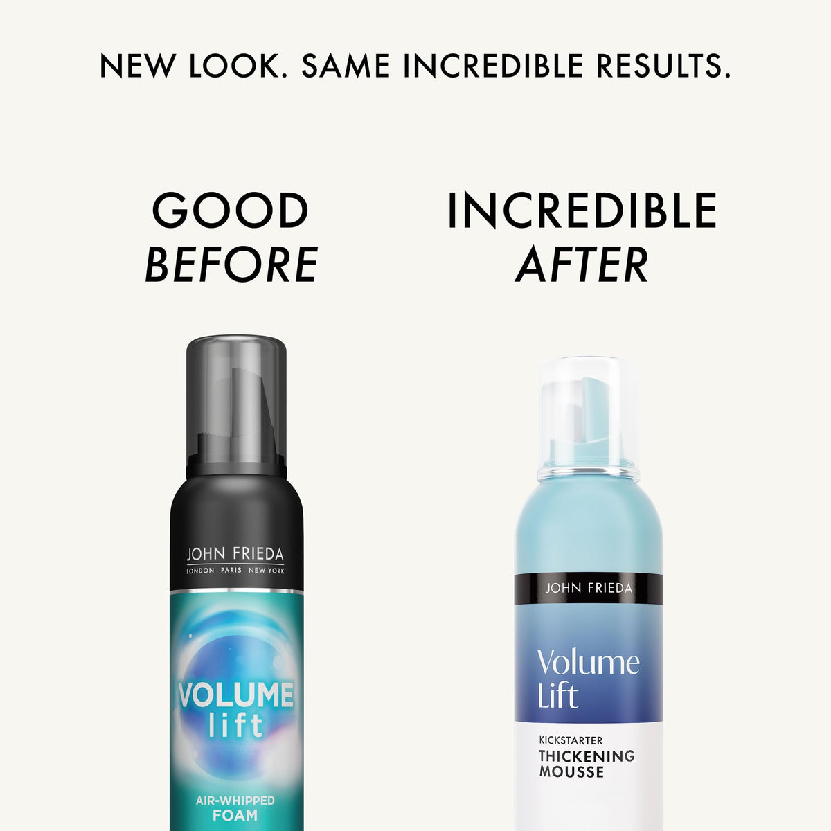 John Frieda close-up nozzle and mousse texture highlighting lightweight foam