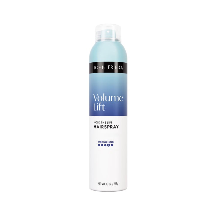 John Frieda front can showing product branding and volume benefits