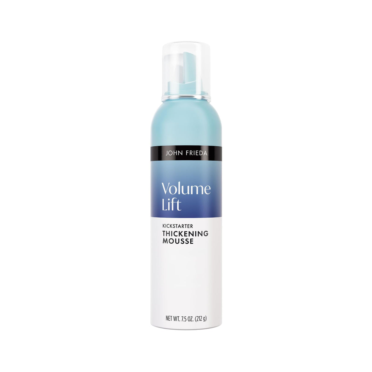John Frieda front packaging shows 7.5 oz mousse and volume benefits
