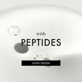 John Frieda label close-up showing peptides and silicone-free ingredient benefits