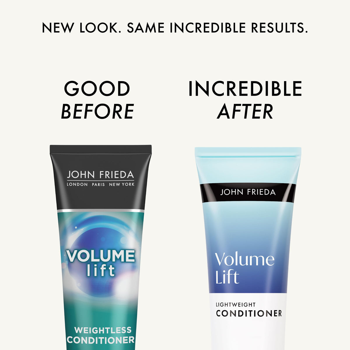 Dispensed conditioner texture from John Frieda emphasizing airy slip