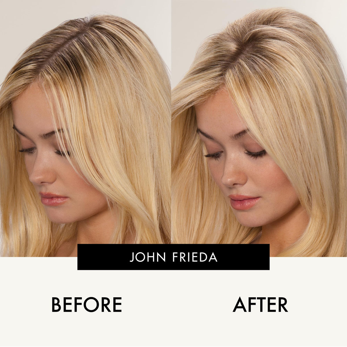 John Frieda spray nozzle detail demonstrating fine mist for even root coverage