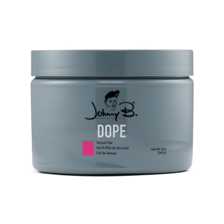 JOHNNY B. Dope front jar view showing branding and glossy benefit