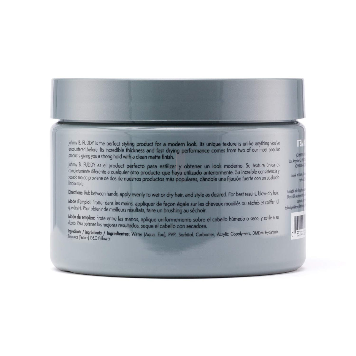 JOHNNY B. open jar revealing gel consistency and easy-portioning benefit