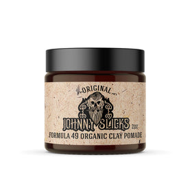 Johnny Slicks jar front view showing label and travel-ready packaging benefit
