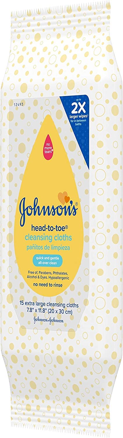 Johnson & Johnson open packet with wipe visible for immediate use