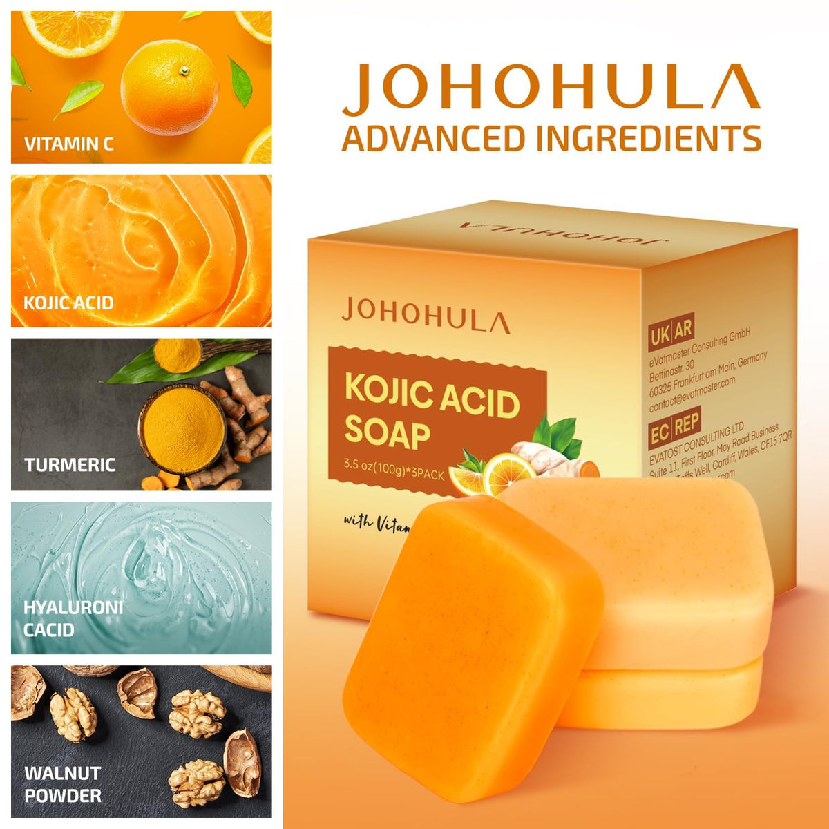 Johohula close-up soap texture revealing smooth surface and natural speckles for gentle exfoliation