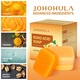 Johohula close-up soap texture revealing smooth surface and natural speckles for gentle exfoliation