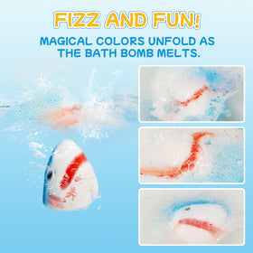 JOI MEW bath bomb fizzing in tub delivering colorful bubbles