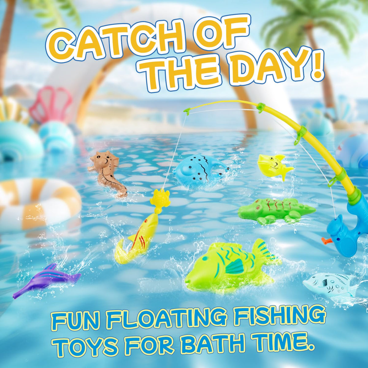 JOI MEW spread of nine fishing toys showing variety and play options