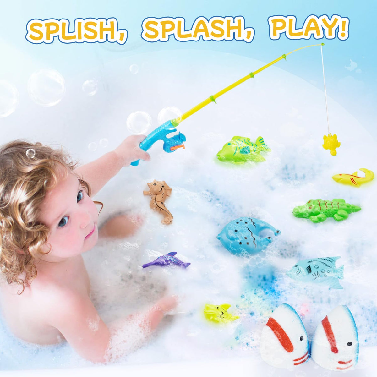 JOI MEW mini fishing rod and net detail for easy toy retrieval