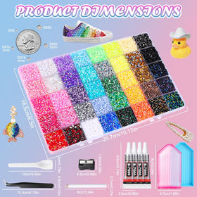 JOICEE color range spread displaying 40 vivid 3mm resin rhinestone colors for design choices