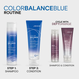 Joico before and after tone comparison illustrating reduced orange brassiness and improved shine