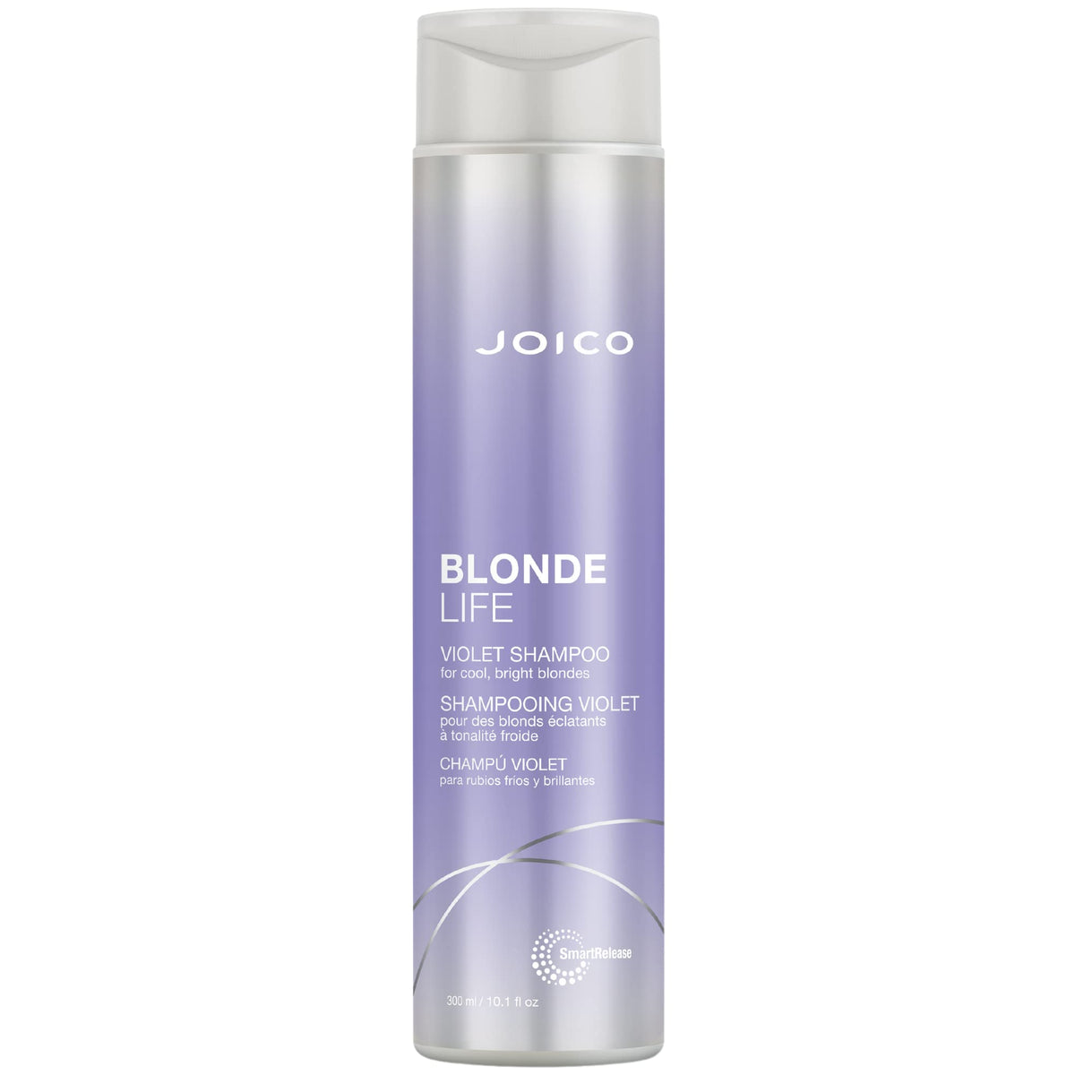 Joico Blonde Life front bottle showing product and benefits in shelf display