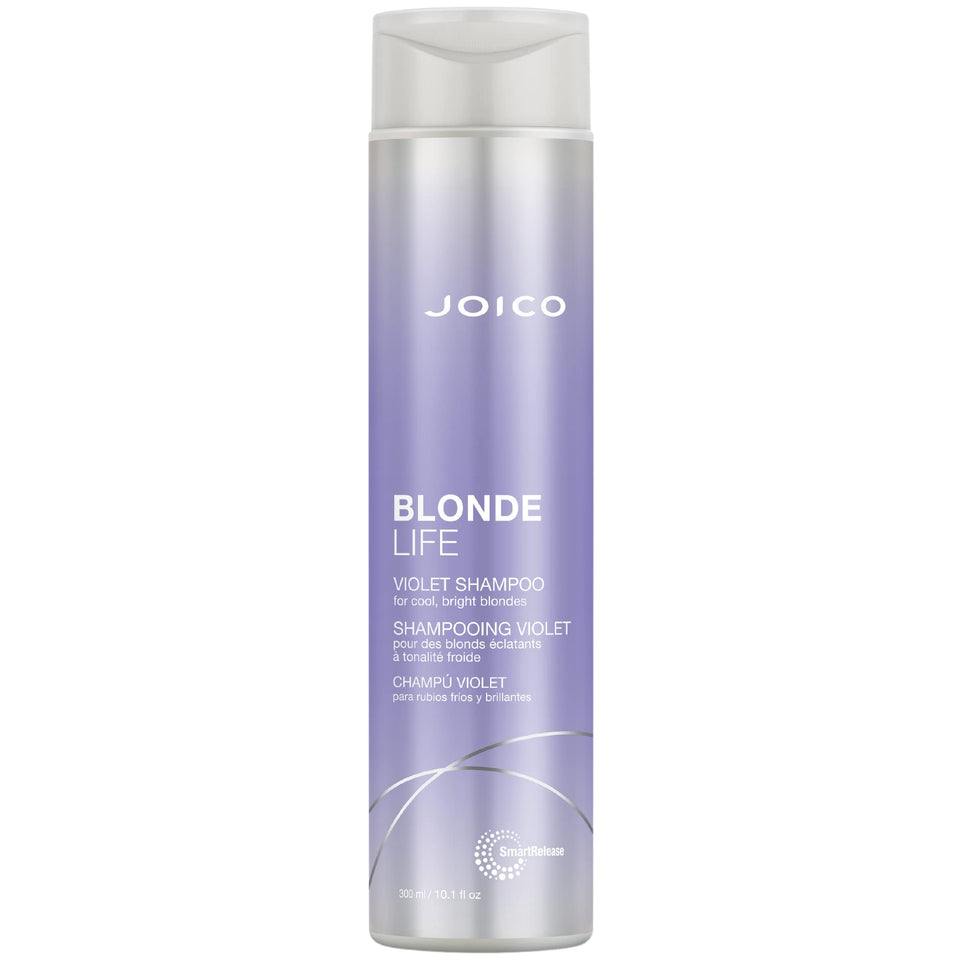 Joico Blonde Life front bottle showing product and benefits in shelf display