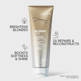 Joico Blonde Life conditioner being applied to blonde hair for easier detangling