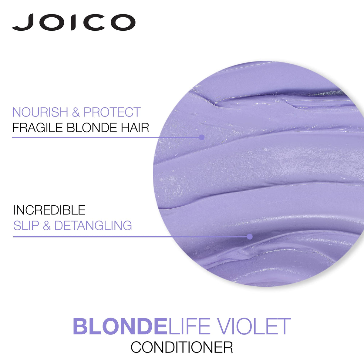 Model rinsing wet hair with Joico Blonde Life showing visible brass-neutralizing action