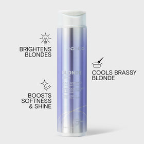 Joico Blonde Life shampoo rich violet lather illustrating gentle cleansing