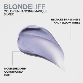 Joico Blonde Life masque being applied to blonde hair to neutralize brassiness