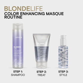 Joico Blonde Life masque staged in bathroom to show at-home salon-quality results