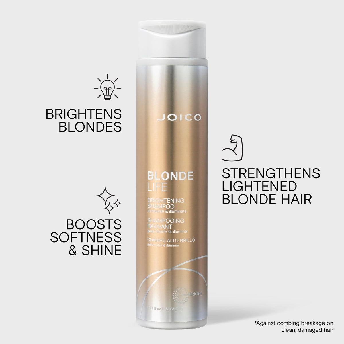 Joico shampoo pouring from bottle highlighting easy-dispense benefit