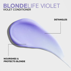 Close-up of Joico Blonde Life label highlighting Monoi and Tamanu oils