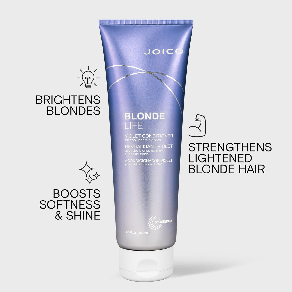 Joico Blonde Life creamy violet conditioner texture demonstrating smooth slip