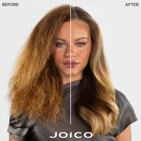 Joico blue shampoo lathered texture demonstrating pigment-rich cleanse for neutralizing brass